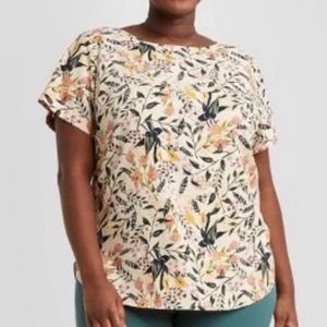 Ava & Viv Floral Blouse Button Back Detail Spring/Summer Plus Size 3X